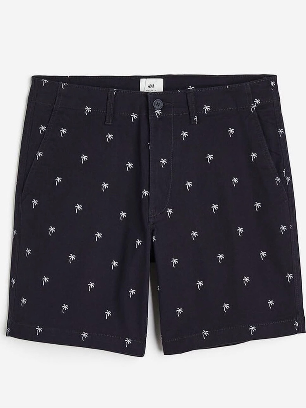 H&M Navy Shorts with White Palm Embroidery